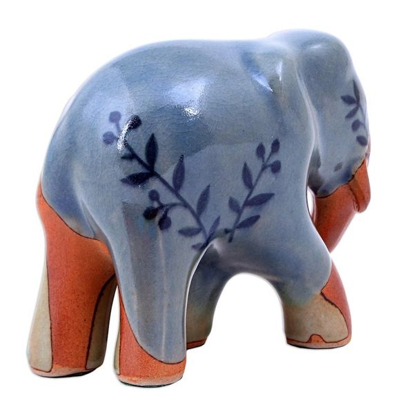 Alternate image for Hand Painted Celadon Ceramic Elephant Sculpture Walkabout