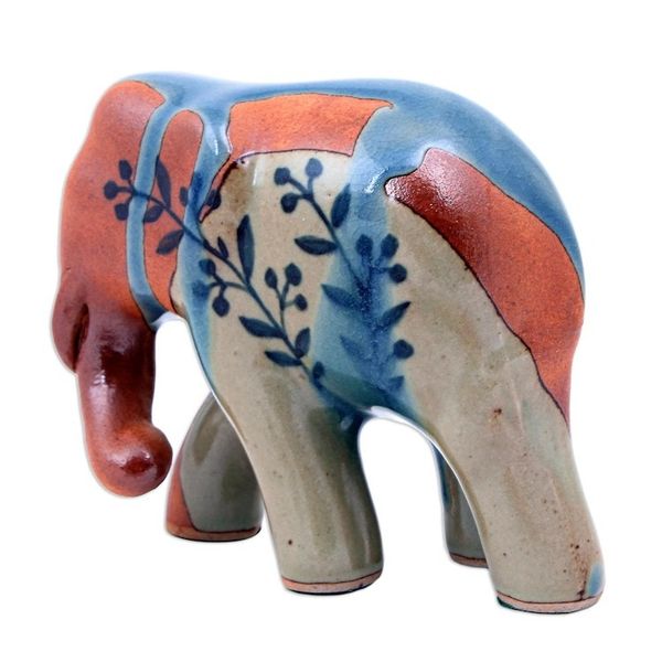 Alternate image for Hand Painted Celadon Ceramic Elephant Sculpture Walkabout
