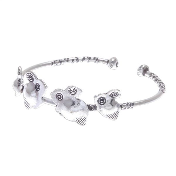 Alternate image for Rabbit Themed 950 Silver Cuff Bracelet Rabbit Family