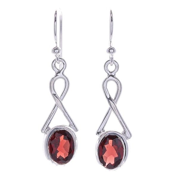 Alternate image for Garnet and Sterling Silver Dangle Earrings Fall on Me