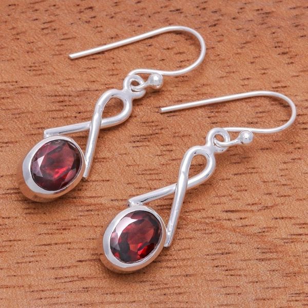 Alternate image for Garnet and Sterling Silver Dangle Earrings Fall on Me