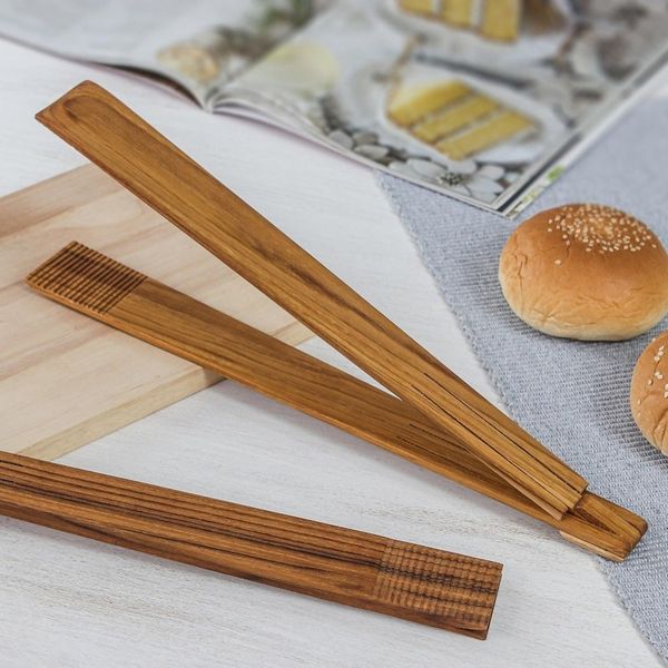Alternate image for Hand Crafted Teak Wood Tongs from Thailand Amiable Host