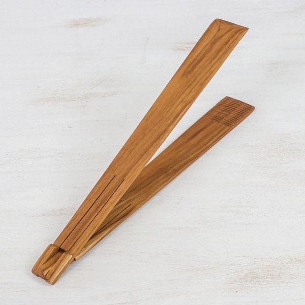 Alternate image for Hand Crafted Teak Wood Tongs from Thailand Amiable Host