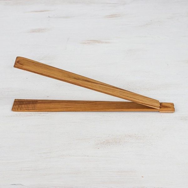 Alternate image for Hand Crafted Teak Wood Tongs from Thailand Amiable Host