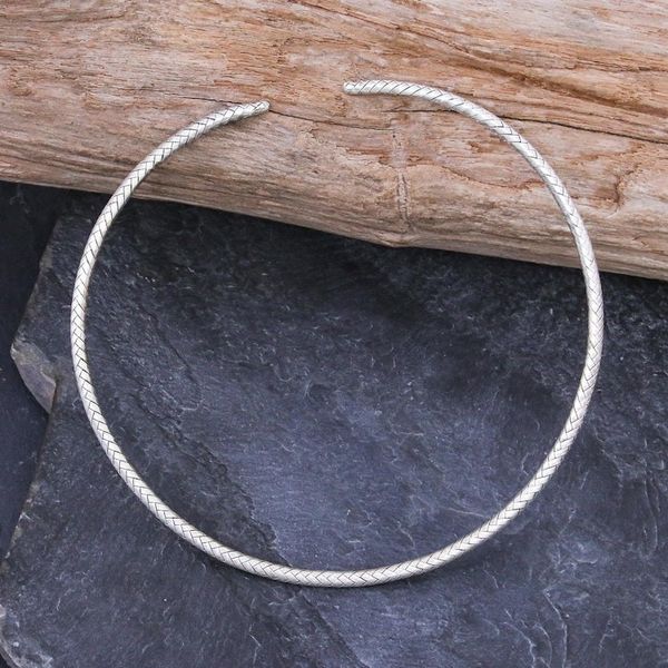 Alternate image for Artisan Made Woven Silver Collar Necklace from Thailand Unbreakable Bond