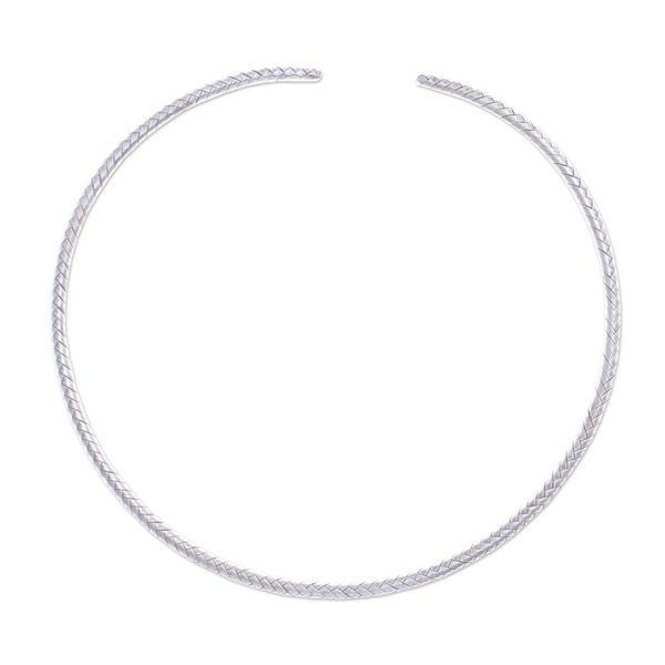 Alternate image for Artisan Made Woven Silver Collar Necklace from Thailand Unbreakable Bond