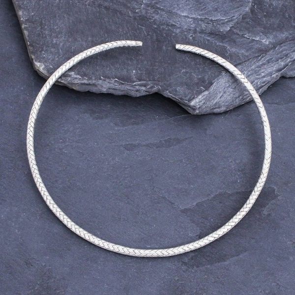 Alternate image for Artisan Made Woven Silver Collar Necklace from Thailand Unbreakable Bond