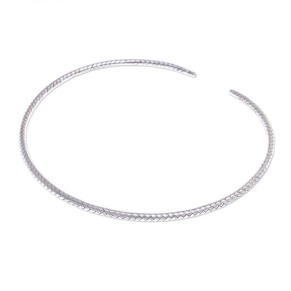 Alternate image for Artisan Made Woven Silver Collar Necklace from Thailand Unbreakable Bond