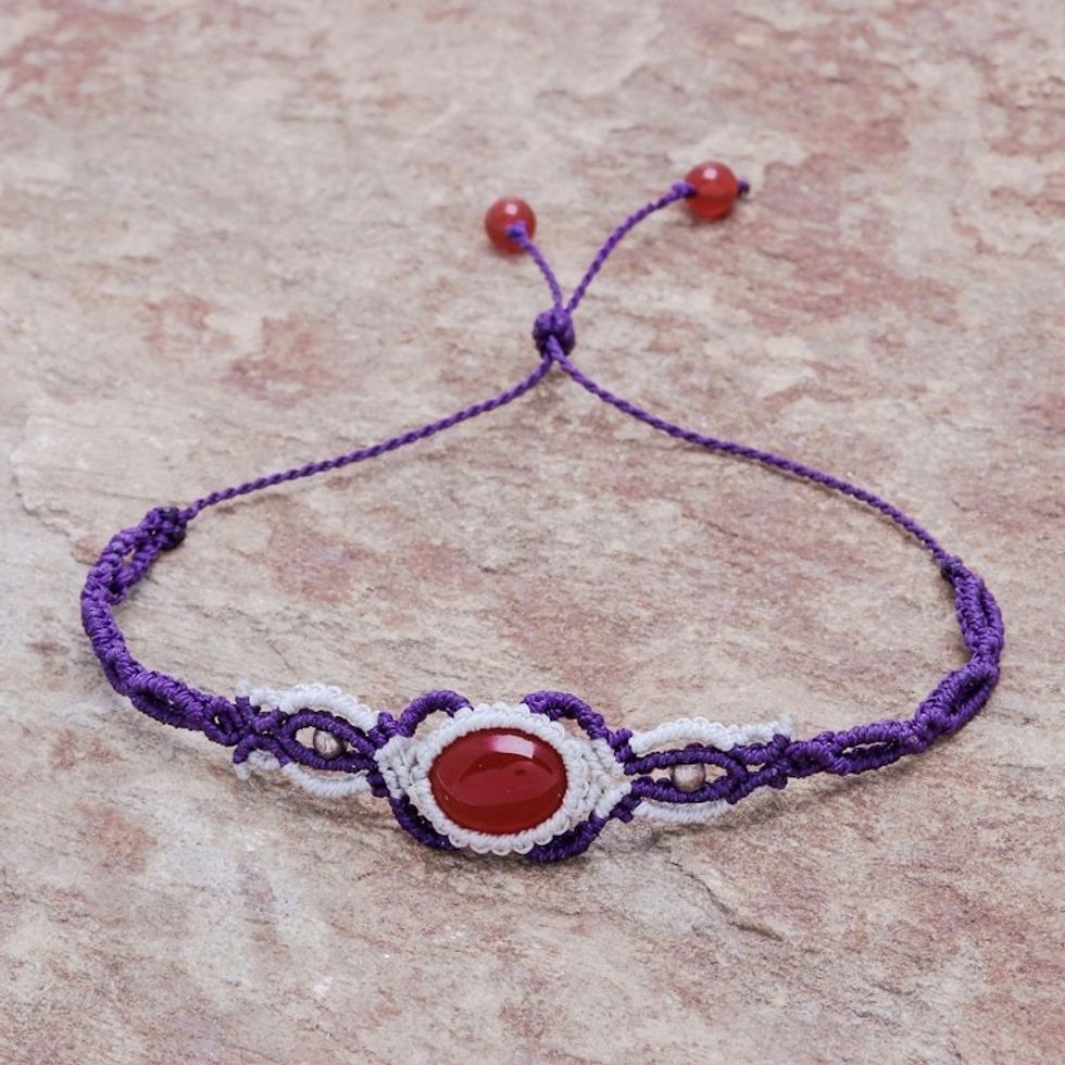 Macrame Chalcedony and Sterling Silver Wristband Bracelet 'Fine Art'
