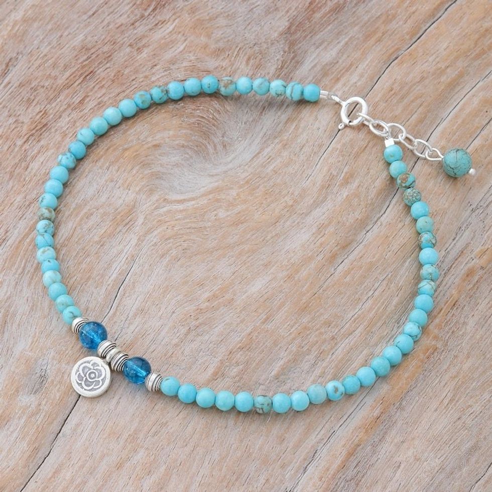 Karen Silver and Quartz Charm Anklet 'Spring Step'