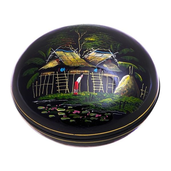 Alternate image for Hand-Painted Lacquerware Wood Box Village Life