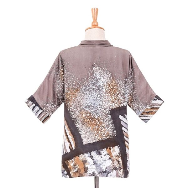 Alternate image for Hand-Painted Batik Cotton Buttoned Blouse Artist Abroad