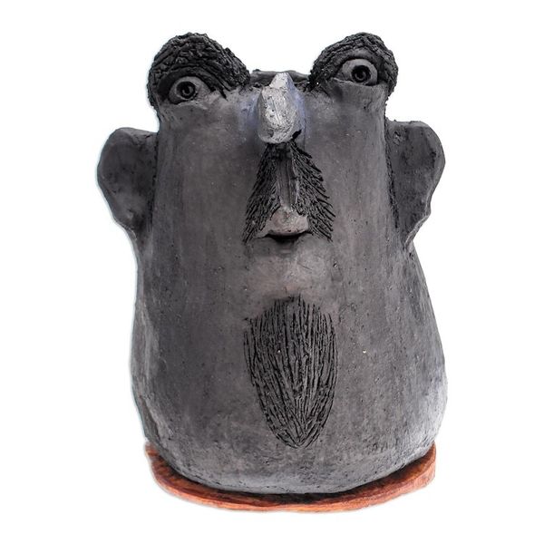 Alternate image for Ceramic and Teak Wood Statuette Good Man
