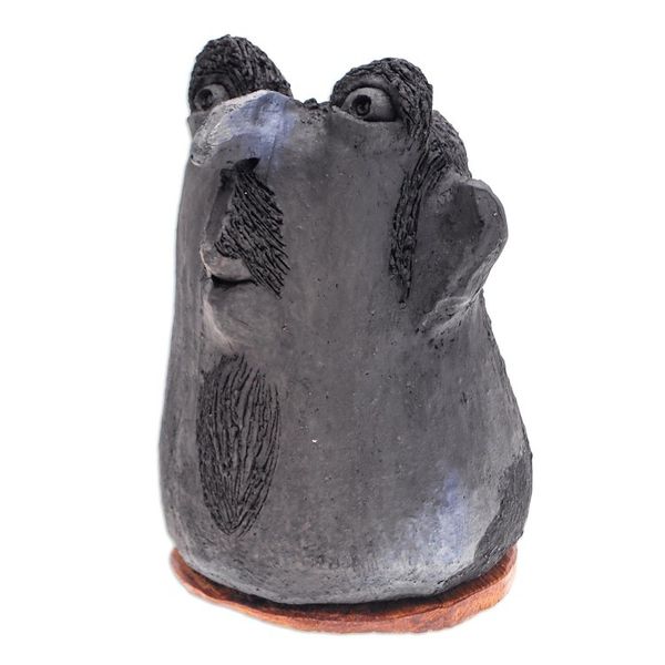 Alternate image for Ceramic and Teak Wood Statuette Good Man