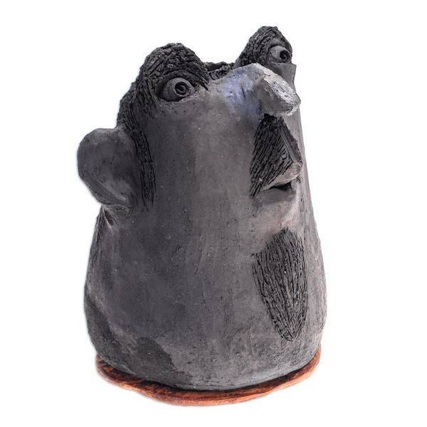 Alternate image for Ceramic and Teak Wood Statuette Good Man
