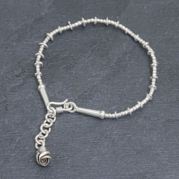 Alternate image for Silver Link Bracelet with Extender Chain from Thailand Rosa Love