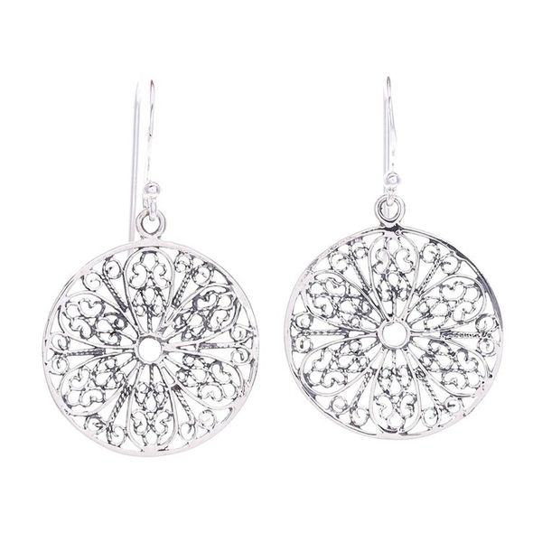 Alternate image for Handcrafted Sterling Silver Dangle Earrings from Thailand Looking Glass