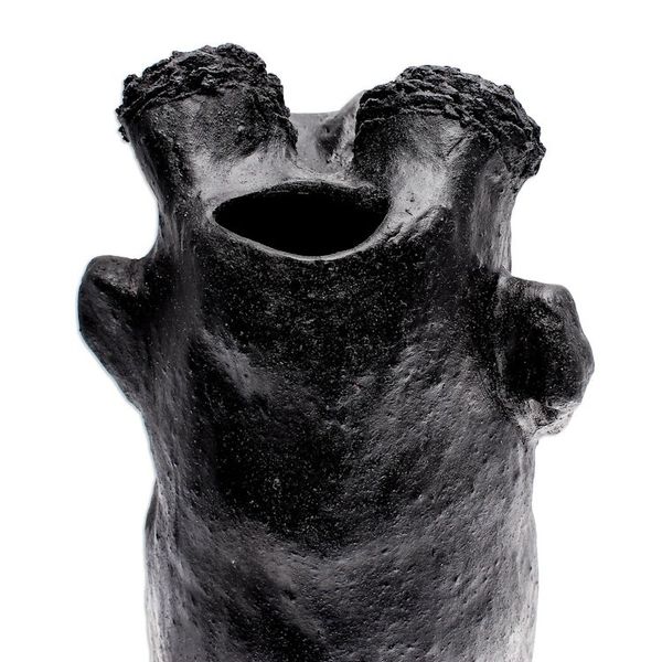 Alternate image for Handmade Ceramic and Teak Wood Statuette Brave Man