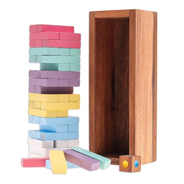 Alternate image for Handmade Raintree Wood Stacking Puzzle Colorful Balance in Large