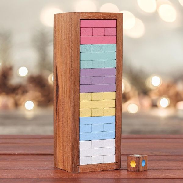 Alternate image for Handmade Raintree Wood Stacking Puzzle Colorful Balance in Large