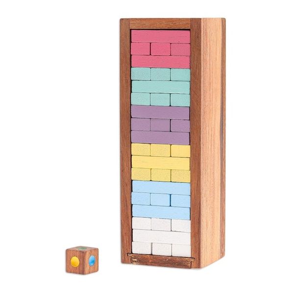 Alternate image for Handmade Raintree Wood Stacking Puzzle Colorful Balance in Large