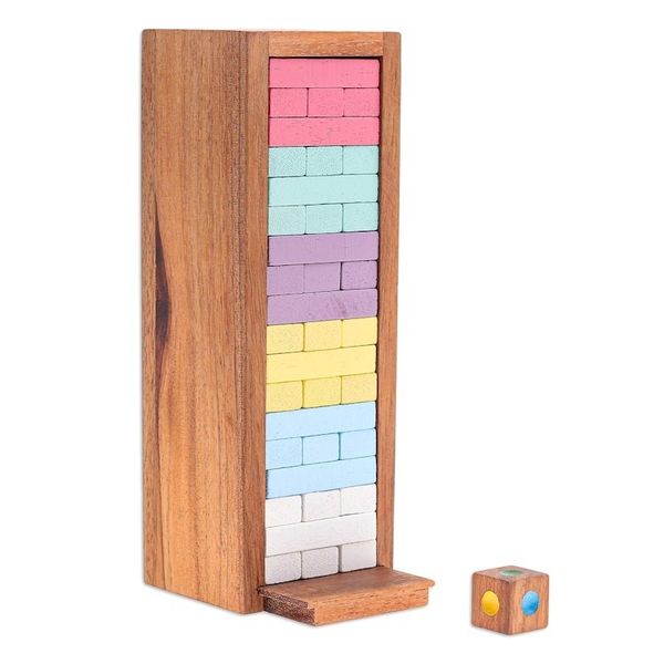 Alternate image for Handmade Raintree Wood Stacking Puzzle Colorful Balance in Large