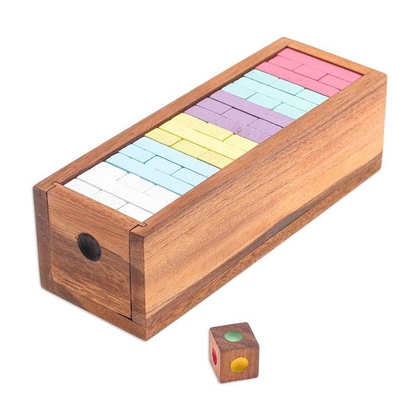 Alternate image for Handmade Raintree Wood Stacking Puzzle Colorful Balance in Large