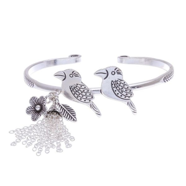 Alternate image for Rainforest Bird Themed Sterling Silver Cuff Bracelet Rainforest Birds