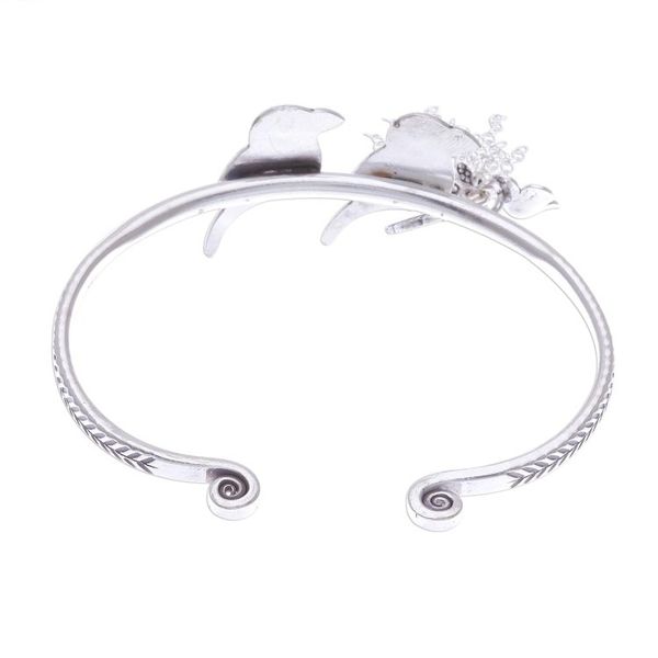 Alternate image for Rainforest Bird Themed Sterling Silver Cuff Bracelet Rainforest Birds