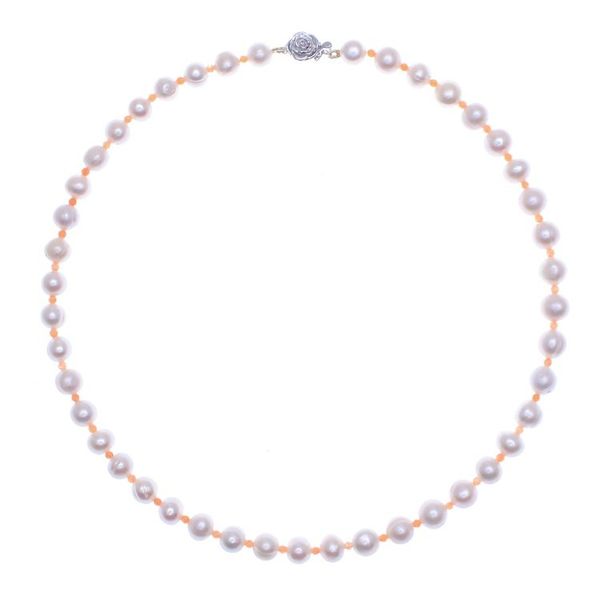 Alternate image for Cultured Freshwater Pearl and Agate Beaded Necklace Sea Catch in Orange