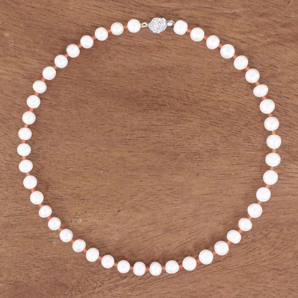 Alternate image for Cultured Freshwater Pearl and Agate Beaded Necklace Sea Catch in Orange