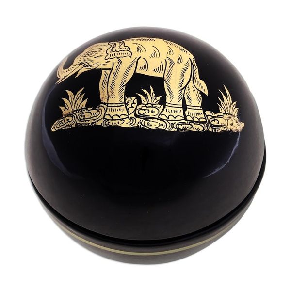 Alternate image for Thai Lacquerware Box with Gold Accent Precious Elephant