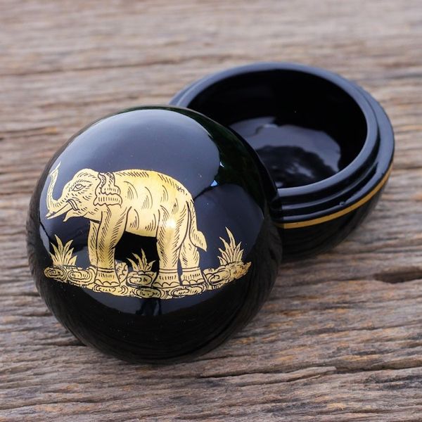 Alternate image for Thai Lacquerware Box with Gold Accent Precious Elephant