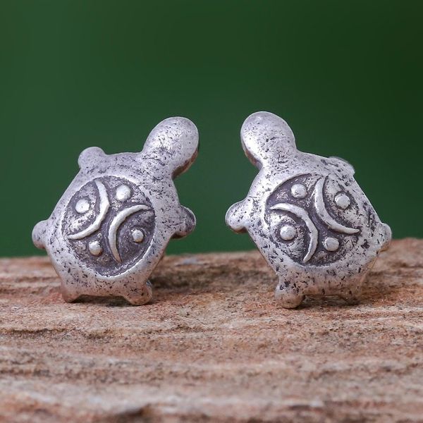 Alternate image for Cute 950 Silver Turtle Stud Earrings Thai Turtles