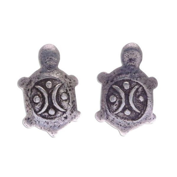 Alternate image for Cute 950 Silver Turtle Stud Earrings Thai Turtles