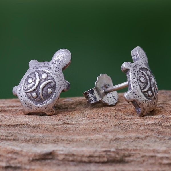 Alternate image for Cute 950 Silver Turtle Stud Earrings Thai Turtles