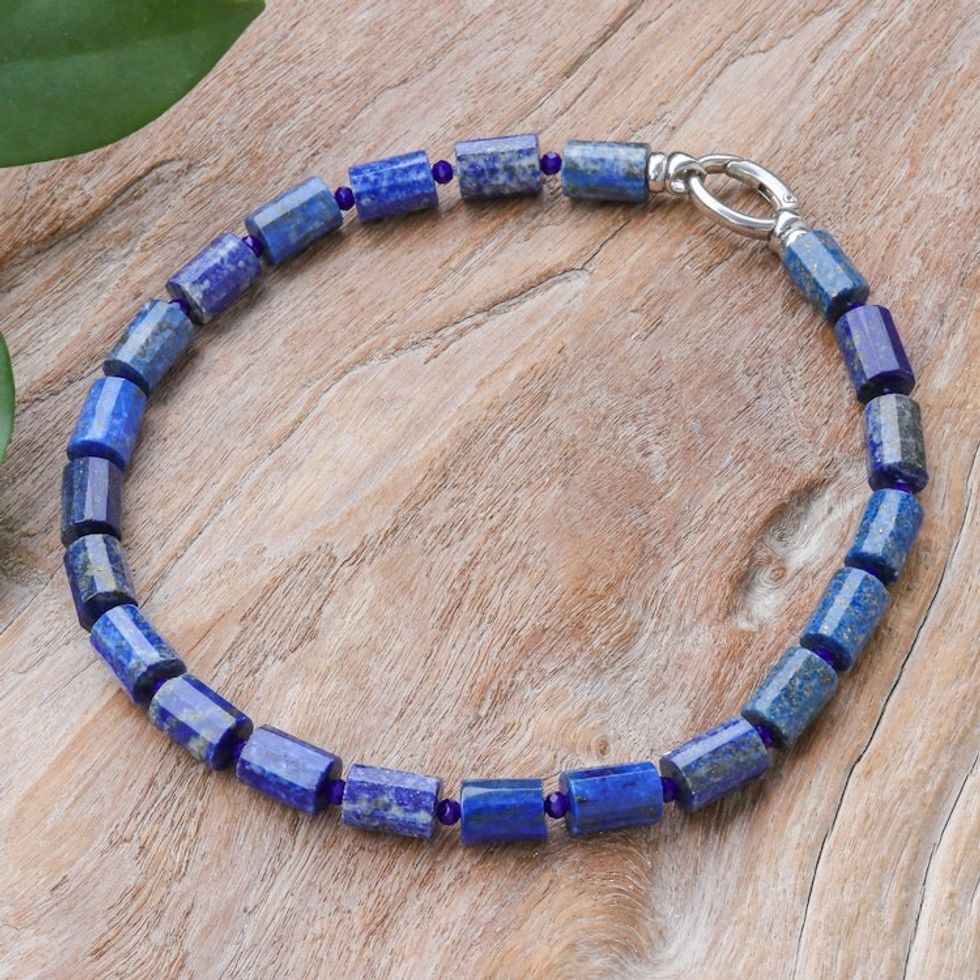 Artisan Crafted Lapis Lazuli Necklace 'Blue on Blue'