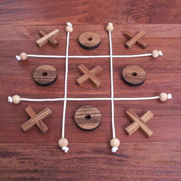 Alternate image for Handmade Raintree Wood Tic-Tac-Toe Game from Thailand Roped In
