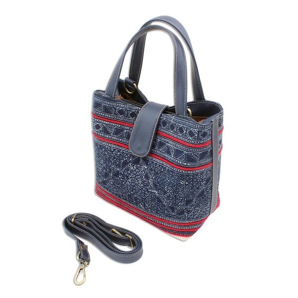 Alternate image for Hmong Batik Cotton Shoulder or Handbag Hmong Blues
