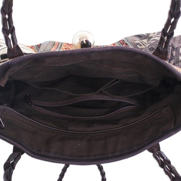 Alternate image for Cotton Blend Shoulder Bag with Braided Leather Strap Breathe Easy in Yellow