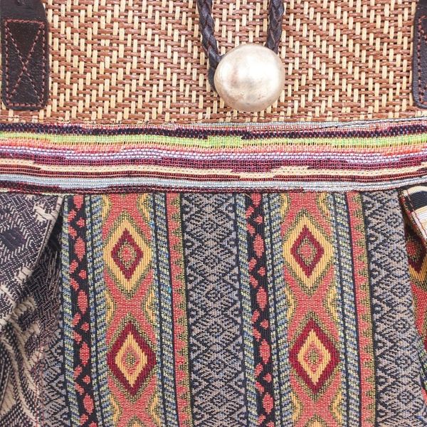 Alternate image for Cotton Blend Shoulder Bag with Braided Leather Strap Breathe Easy in Yellow