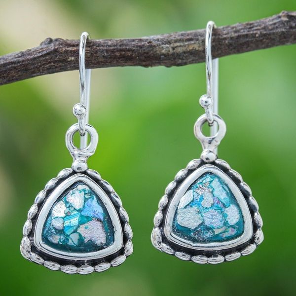 Alternate image for Roman Glass and Sterling Silver Dangle Earrings Fresh Snow
