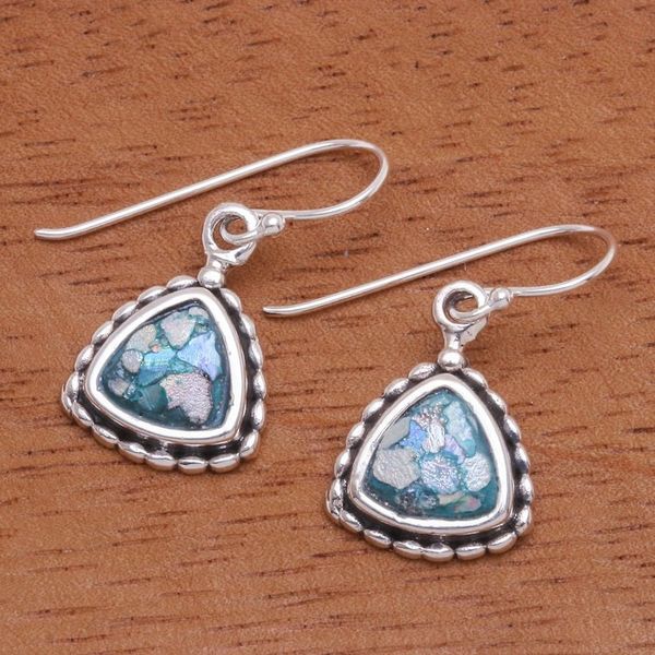 Alternate image for Roman Glass and Sterling Silver Dangle Earrings Fresh Snow