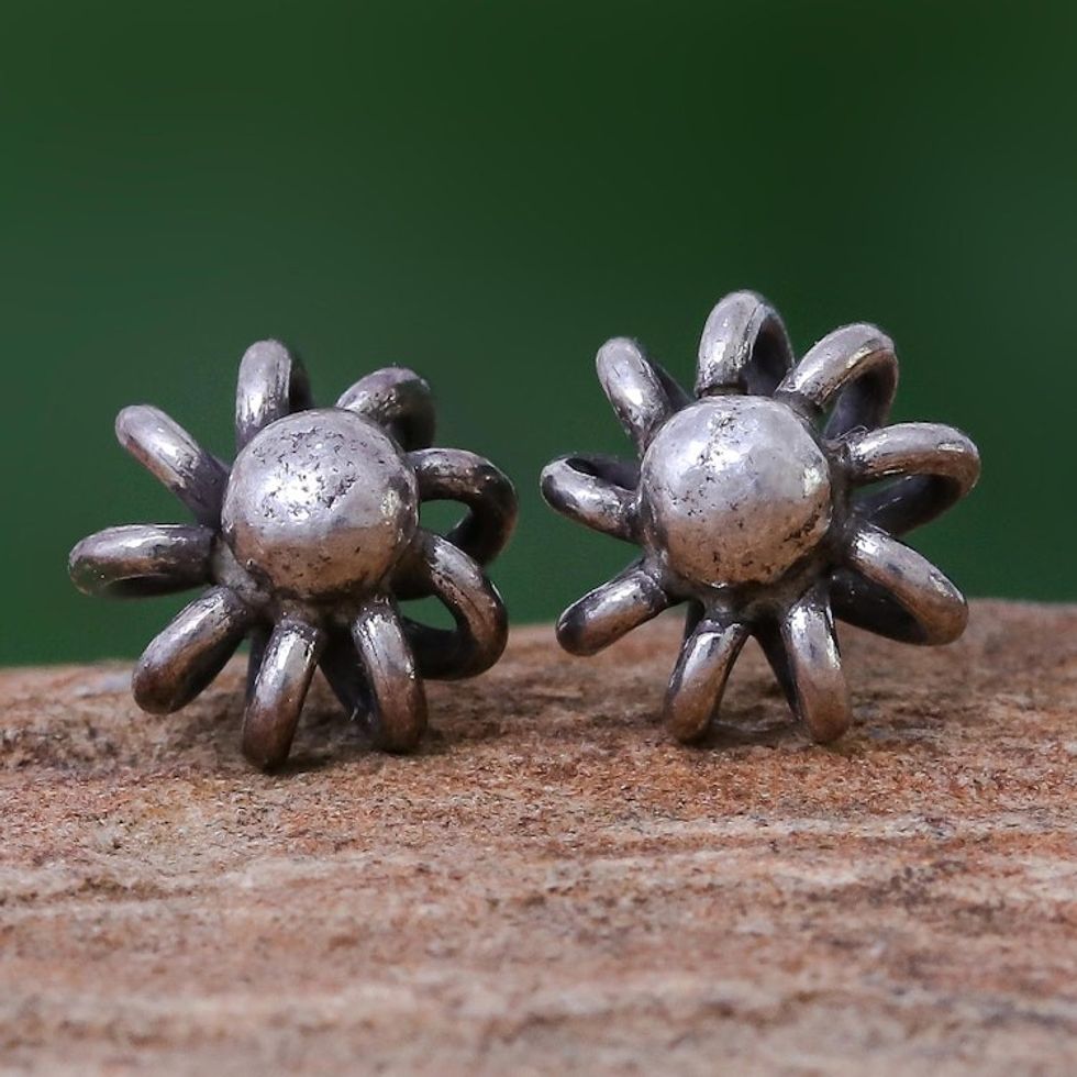 Pinwheel Shape 950 Silver Stud Earrings 'Lanna Pinwheels'