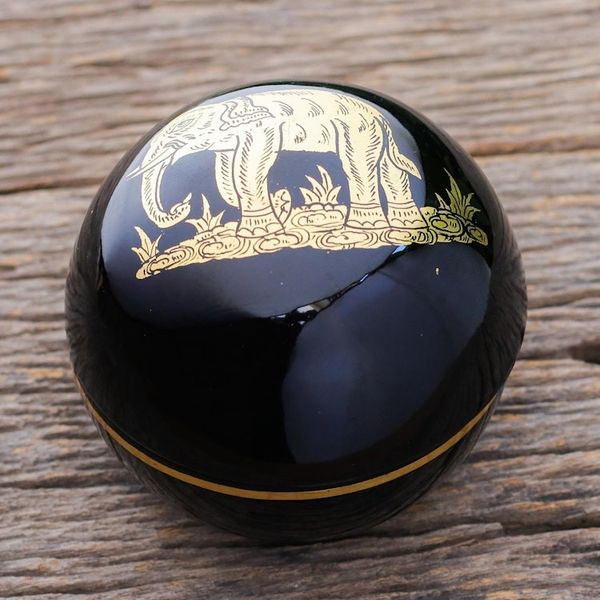 Alternate image for Gold-Accented Lacquerware Box from Thailand Elephant Trunk