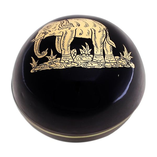 Alternate image for Gold-Accented Lacquerware Box from Thailand Elephant Trunk