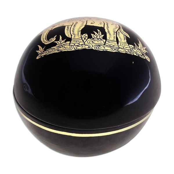 Alternate image for Gold-Accented Lacquerware Box from Thailand Elephant Trunk