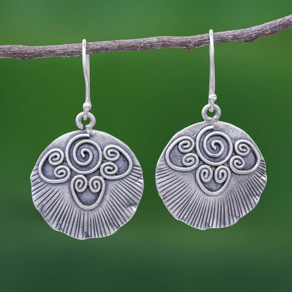 Sterling Silver Dangle Earrings Abstract Sun 'Sunnyside Karen'