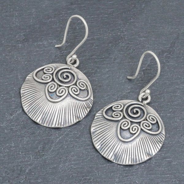 Alternate image for Sterling Silver Dangle Earrings Abstract Sun Sunnyside Karen