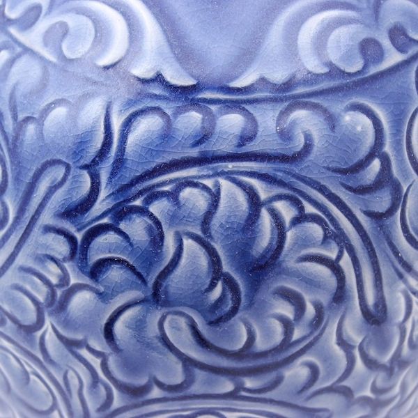 Alternate image for Artisan Made Blue Ceramic Vase Blue Flora
